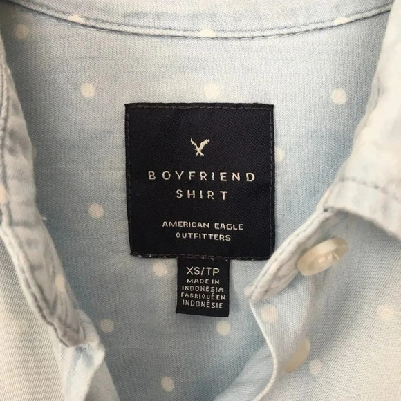 AMERICAN EAGLE Boyfriend Shirt Ombré Polka Dot Chambray Button‎ Down - Picture 3 of 4